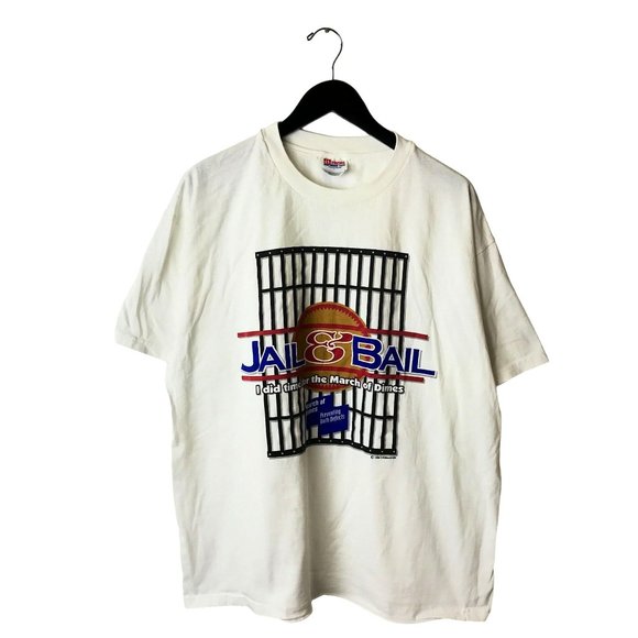 Hanes Other - 1996 Vintage Jail & Bail March Of Dimes T Shirt 90s Adult White XL Extra Large